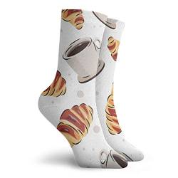 IUBBKI Crew-Socken für Herren, Kaffee- und Croissant-Muster, für alle Jahreszeiten, Siehe Abbildung, One size von IUBBKI