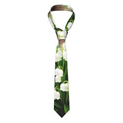 IUBBKI Maiglöckchen-Blumenlilien-Herren-Krawatte aus Seide, modischer Aufdruck für geschäftliches Hochzeitsbankett von IUBBKI