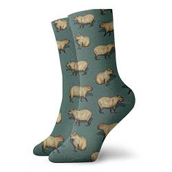 IUBBKI Niedliches Capybara-Muster, riesige Nagetiere, Crew-Socken, bequem, warm, lustige Socken für Frauen, Siehe Abbildung, One size von IUBBKI