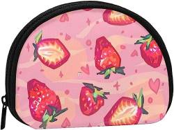 Rosa Sommer-Erdbeeren-Druck für Damen und Mädchen, niedlich, modisch, Geldbörse, Geldbörse, Tasche, Wechseltasche, Schlüsselhalter von IUBBKI