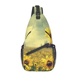 Sommer-Gelb-Blumen-Winter-Schneemann-Schultertasche, Schulterrucksack, Brusttasche, lässiger Umhängetasche, Tagesrucksack für Damen und Herren, Wandern, Reisen von IUBBKI