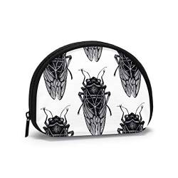 Sommer Schwarze Cicada Marine Meerjungfrau Geldbörse Geldbörsen Kleingeldbeutel Mode Schlüsselhalter Reißverschluss Kleine Kosmetik-Make-up-Taschen von IUBBKI