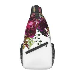 Wild Flower Rose Happy Halloween Schultertasche, Schulterrucksack, Brusttasche, lässiger Umhängetasche, Tagesrucksack für Damen und Herren, Wandern, Reisen von IUBBKI