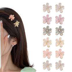 IUDWCG 12 Pcs Mini Katzenaugen-Perlen-Haarspangen, niedliche Haarspangen Blumen-Haarspangen Damen-Mädchen-Haar-Accessoires Tägliche Party-Hochzeit (gemischte Farben) von IUDWCG