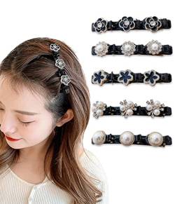 IUDWCG 5 Pcs Haarspange mit Kristallblume,Kolibri Haarspange,Satin-Stoff-Haarbänder,Klee-Strass-Haarspange,Strass-Haarspangen,Hair Clipse Mit Klammern,Große Haarspangen für dickes Haar von IUDWCG