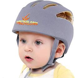 IULONEE Baby Helm Kleinkind Schutzhut Kopfschutz Baumwolle Hut Verstellbarer Schutzhelm Grau von IULONEE