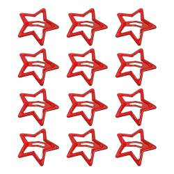 12 Stück 3,1 cm Stern-Haarspangen, Schnapp-Haarspangen, rutschfest, Stern-Haar-Accessoires für Mädchen und Frauen Haarspange Hut (Red, One Size) von IUNSER