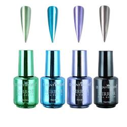 4PCS Abziehbarer Nagellack Glitzer Nail Polish Regenbogen Shining Wasserbasiert und Geruchsneutral Nail Arts Polish Silber Langlebig Splitterfest Glänzender Überlack für Nagelfolien (C, One Size) von IUNSER