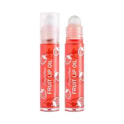 Beruhigt Lippenöl Ölball Balsam Feuchtigkeitsspendende Haut Mund Pflegendes Lippenöl Flüssiges Öl und Lippenlippe 3ml Feuchtigkeitsspendend Farblos Fruchtpflege Roller Trocken (D, One Size) von IUNSER