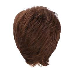 Frauen Perücke Kurze Haare Gemischt Kunsthaar Perücken Für Frauen Hochtemperatur Seide Rose Mesh Kopfbedeckung Kamm Für Locken (Brown, One Size) von IUNSER