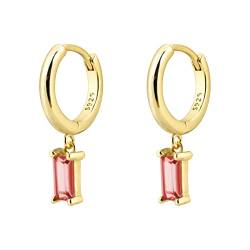IUNSER Rechteckige farbige Zirkon-Ohrringe, einfache Mode, echtes Gold, galvanisierte Ohrringe, Ohrringe für Frauen Ohrringe Schuhe (C, One Size) von IUNSER