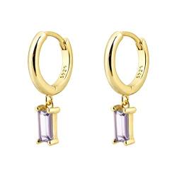 IUNSER Rechteckige farbige Zirkon-Ohrringe, einfache Mode, echtes Gold, galvanisierte Ohrringe, Ohrringe für Frauen Ohrringe Schuhe (E, One Size) von IUNSER