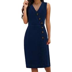 IUNSER Sexy ärmelloses Jeanskleid für Damen im europäischen und amerikanischen Stil, lässiges dünnes Kleid Kleid Blau Damen Festlich (Blue, XL) von IUNSER