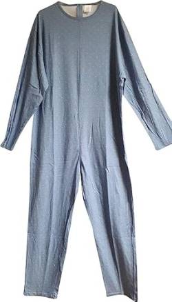 IUPITER Schlafanzug für Herren, mit Reißverschluss, 100 % Baumwolle, langärmlig, blau, L von IUPITER