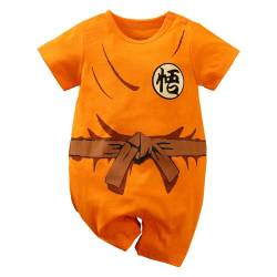 IURNXB Neugeborenes Kurzarm-Baby-Overall mit Cartoon-Muster für Jungen und Mädchen Blau, Orange, 0-24 Monate von IURNXB