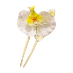 Blumen-Haarspangen für Damen, chinesischer Stil, Perlen-Orchideen-Blumen-Haarnadel, Stoff-Haarspange, Blumen-Kopfschmuck, Haarteile von IUYQY