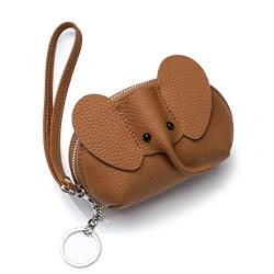 IUYQY Kleine Ledergeldbörse 3D kleiner Elefant Münzbörse mit Armbandriemen, kreativer Reißverschluss für Damen und Mädchen von IUYQY