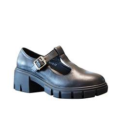 Mary Jane Damen Plateau Chunky Heels Schuluniform Schuhe Schwarz Oxfords Pumps, Schwarz , 38 EU von IVACHY