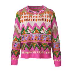 Jacquard-Pullover aus reiner Bio-Merinowolle, pink-gemustert von IVKO