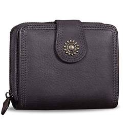 Bifold Leder börsen für Frauen Vintage Handgemachte Kleine Clutch Kurze börse mit ReiÃŸverschluss, schwarz (Schwarz) - IVTG-B959Bk von IVTG