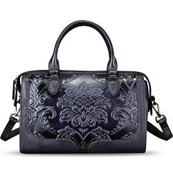 IVTG Lederhandtasche Damen Umhängetasche Elegante Umhängetasche Henkeltasche Jahrgang Ledertasche Henkeltasche Damen Leder Tote 8995 (Grau) von IVTG