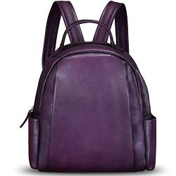 Rucksack aus echtem Leder für Damen handgefertigt Retro-Rucksack lässiger Rucksack Vintage-Rucksack aus Leder UKF8457 (Violett) von IVTG