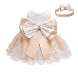 Baby Kinder Mädchen Bestickt Tüll Bowknot Spitze Kleid Blume Prinzessin Geburtstag Party Hochzeit Festlichkleid Taufkleid Formale Festzug Babykleidung Mit Stirnband Weiß + Champagner 18-24 Monate von IWEMEK