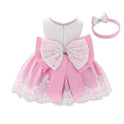 Baby Kinder Mädchen Bestickt Tüll Bowknot Spitze Kleid Blume Prinzessin Geburtstag Party Hochzeit Festlichkleid Taufkleid Formale Festzug Babykleidung Outfits Mit Stirnband 04 Baby Pink 5-6 Jahre von IWEMEK