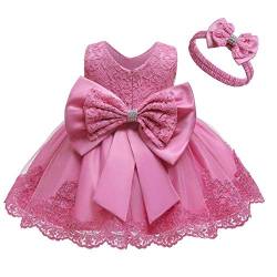 Baby Kinder Mädchen Bestickt Tüll Bowknot Spitze Kleid Blume Prinzessin Geburtstag Party Hochzeit Festlichkleid Taufkleid Formale Festzug Babykleidung Outfits Mit Stirnband Bohnenrosa 2-3 Jahre von IWEMEK