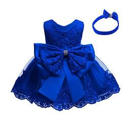 Baby Kinder Mädchen Bestickt Tüll Bowknot Spitze Kleid Blume Prinzessin Geburtstag Party Hochzeit Festlichkleid Taufkleid Formale Festzug Babykleidung Outfits Mit Stirnband Königsblau 12-18 Monate von IWEMEK