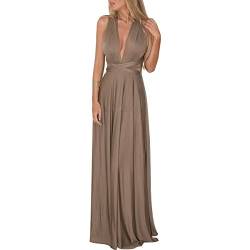 Frauen Transformator Abend Lange Prom Kleid Multi-Way Wrap Cabrio Bodenlänge Hochzeit Halfter Maxi Kleid Hohe Elastizität, Braun, Mittel von IWEMEK