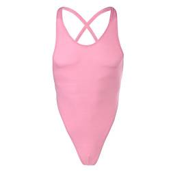 Herren Spitzenbody Rückenfrei Einteiler Stringbody Bodysuit Männerbody Overall Reizwäsche Männer Body Spitze Unterwäsche Shirt Tops Unterhemd Rosa XXL von IWEMEK