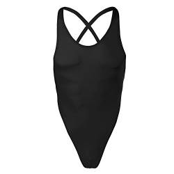 Herren Spitzenbody Rückenfrei Einteiler Stringbody Bodysuit Männerbody Overall Reizwäsche Männer Body Spitze Unterwäsche Shirt Tops Unterhemd Schwarz M von IWEMEK