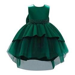 IWEMEK Kinder Baby Mädchen Ärmellos High Low Satin Tüll Abendkleid Bowknot Prinzessin Kleid Blumenmädchen Brautjungfer Brautkleider Kommunion Geburtstagsfeier Prom Ballkleid Dunkelgrün 2-3 Jahre von IWEMEK