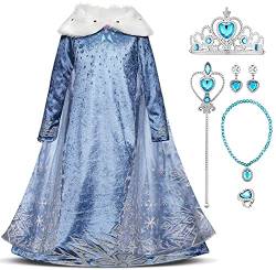 IWEMEK Mädchen Verkleidung Frozen Elsa Kostüm Prinzessin Anna Dress Up Kinder Schneekönigin Cosplay Halloween Weihnachten Karneval Kostüme Party Outfits Kleidung 2-8 Jahre Gr. 3-4 Jahre, 01 Set von IWEMEK