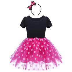 IWEMEK Säuglings Kleinkind Baby Mädchen Prinzessin Tüll Kleid Polka Dot Ballettkeider Trikot Tanzkleider Weihnachten Karneval Cosplay Kleid mit Maus Ohren Bowknot Partykleid Outfits Rosa 3-4 Jahre von IWEMEK