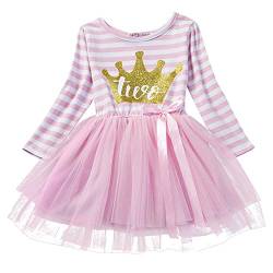 Neugeborene Säuglings Kleinkind Baby Mädchen Ist es Mein 1. / 2. / 3. Geburtstags Gestreiften Tüll Tütü Prinzessin Kleid mit Bowknot Partykleid Fotoshooting Outfits Kostüm Rosa von IWEMEK