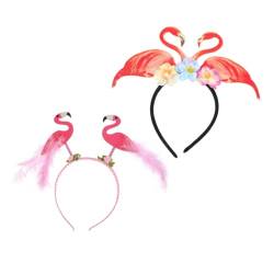 2st Flamingo-stirnband Tropischer Headbopper Tiki-aloha-boppers Hawaiianische Flamingo-kopfbedeckung Flamingohut Flamingo-kostüm Hawaii-party-stirnband Kokosnussbaum Frau Strand von IWOWHERO