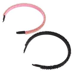 IWOWHERO 2St Stirnband haarschmuck Beauty-Haarreifen karren kopfbedeckung selber machen Haarreifen für Mädchen dünnes Haarband Bling Haarband einfach Haarnadel Haar Höhle Fräulein Kristall von IWOWHERO