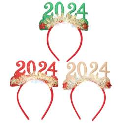 IWOWHERO 3 Stück 2024 neues jahr stirnband frauen stirnbänder Glitzerndes Stirnband Haarschmuck für die Hochzeit Haarband Glitzerstirnbänder für damen valentinstag zubehör von IWOWHERO