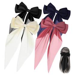 IWOWHERO 4 Stück Bow Hair Clips Lange Schleifen Für Mädchen Metallklammern Schleifenclips Für Damen Schleifenclips Für Frauen Schleifenclip Für Frauen Stirnband Satin- Fräulein Haar von IWOWHERO