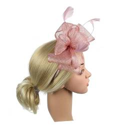 IWOWHERO Fascinators Für Frauen Teeparty Mini-tiara Kopfbedeckungen Für Teepartys Haarreifen Frauen Stirnband Fascinator-stirnband Fascinator-hüte Für Frauen Hochzeit Damen Gaze Rosa Kranz von IWOWHERO