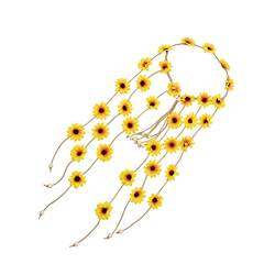 IWOWHERO Sonnenblumen-Stirnband Sonnenblumen-Stirnbänder für Frauen Stirnband mit Blumenquaste haarschmuck Haargummi Kopfbedeckung mit Blumenquaste Haarband Böhmen kleine Sonnenblume von IWOWHERO