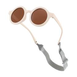 IWTBNOA Baby Sonnenbrillen, Niedliche Polarisierte Kinder-Sonnenbrille, Polarisierte mit Riemen Verstellbar Weicher Silikonrahmen Rund Kinder, Outdoor UV400 Schutz für Strand Urlaub von IWTBNOA