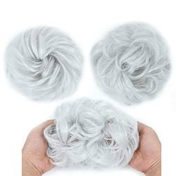 Haarteil Haargummi Elastisches Band mit Haar Messy Bun Mode Mädchen Curly Scrunchie Chignon mit elastischem Band Haarteile Donut for Frauen Dutt (Color : Grijs) von IXART