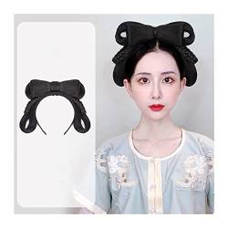 Haarteil Haargummi Synthetische chinesische alte Haarknotenperücke Hanfu-Kopfbedeckung Eleganter alter Kopfschmuck Fotografie Tanzzubehör Perücken Schwarz for Frauen Dutt (Color : 001) von IXART