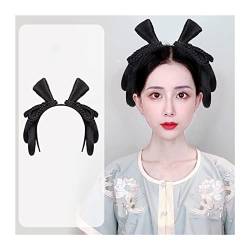 Haarteil Haargummi Synthetische chinesische alte Haarknotenperücke Hanfu-Kopfbedeckung Eleganter alter Kopfschmuck Fotografie Tanzzubehör Perücken Schwarz for Frauen Dutt (Color : 002) von IXART