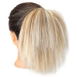 Haarteil Haargummi Synthetisches hochelastisches Gummiband Messy Bun Fake Hair Straight Donut Scrunchie Chignon for Frauen Hochsteckfrisur Haarteil Dutt (Color : 27T613) von IXART