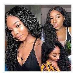 Perücke 360 Lace Frontal Wig Curly Water Wave Lace Front Wig 8-28 Zoll Malaysian Curly Human Hair Wig for Women 4x4 Lace Closure Wigs Lace Wigs (Color : 4x4 Closure Wig, Stretched Length : 22inch von IXART