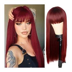 Perücke Lange gerade Perücke mit Pony for Frauen Mädchen hitzebeständige synthetische Faserhaare natürlich aussehende 26" weiche synthetische Perücken for tägliche Party Cosplay Wig (Color : 002, Si von IXART